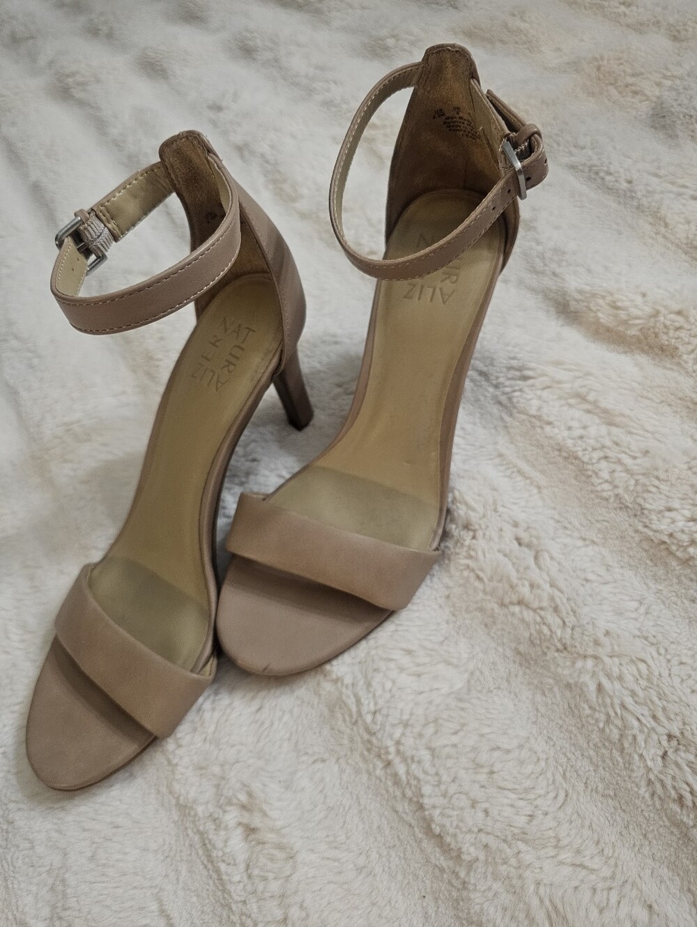 Naturalizer Blush Tan Ankle-Strap Stiletto Sandals